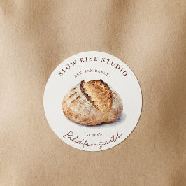 Adesivo Padaria Artesanal de Sourdough Aquarela Rústica