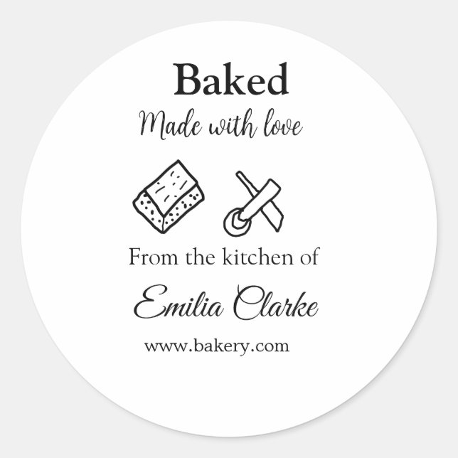 Adesivo Padaria assada com amor adicionar nome textura l (Frente)