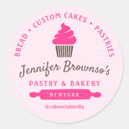 Adesivo Padaria Bolo Cupcake Rosa logotipo marca