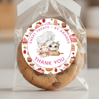 Adesivo Padaria Chef Kitten Obrigado