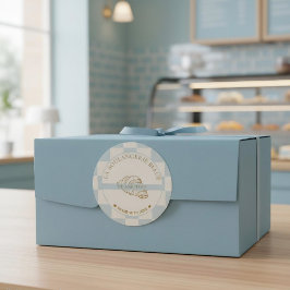 Adesivo Padaria Croissant Xadrez Azul Claro Obrigado
