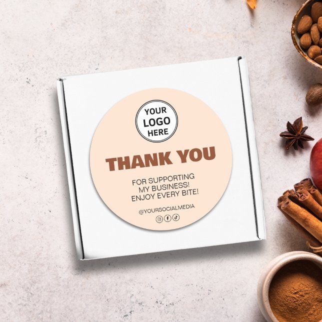 Adesivo Padaria de Agradecimento Empresarial  (Thank You Bakery Business Classic Round Sticker)