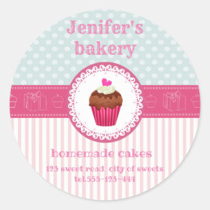 Adesivo Padaria de cupcake amarelo-rosa-branca