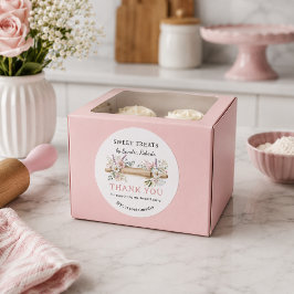 Adesivo Padaria de Cupcake com Rolo Floral Obrigado