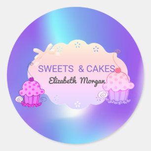 Adesivo Padaria de Cupcake Holográfico Girly Trendy