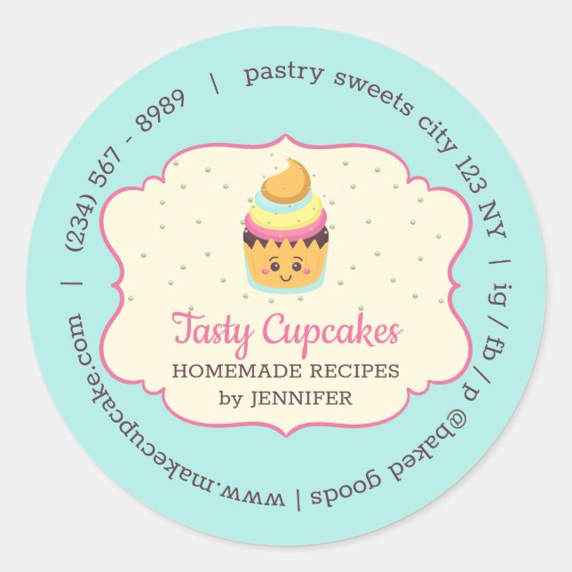 Adesivo Padaria de cupcakes doces de pastelaria fofa (Frente)