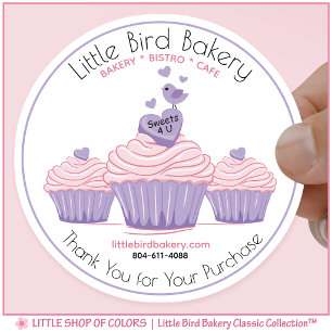 Adesivo Padaria de Cupcakes Rosa Personalizáveis Obrigada