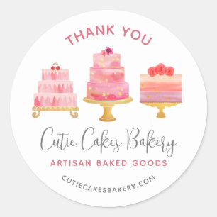Adesivo Padaria Obrigado 3 Bolos Rosa Cor-de-rosa Pastelar