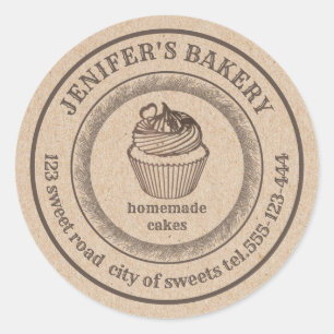 Adesivo Padaria Vintage Kraft - Homemade cupcakes