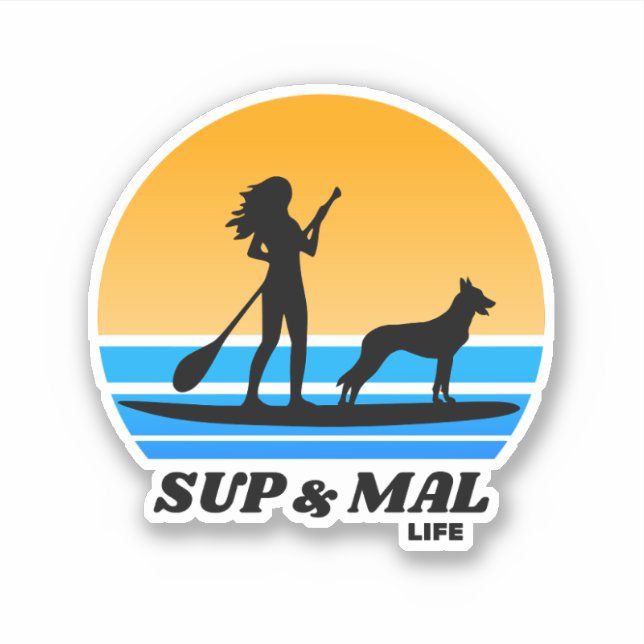 Adesivo Paddleboard SUP & Mal Life Malinois Gir Standup (Frente)