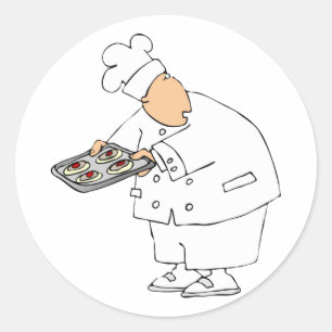 Adesivo Padeiro Chef de Desenho Animado Divertido com Band