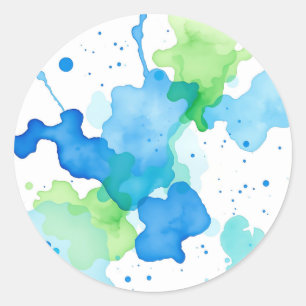 Adesivo Padrão Abstrato Aquarela Azul Verde