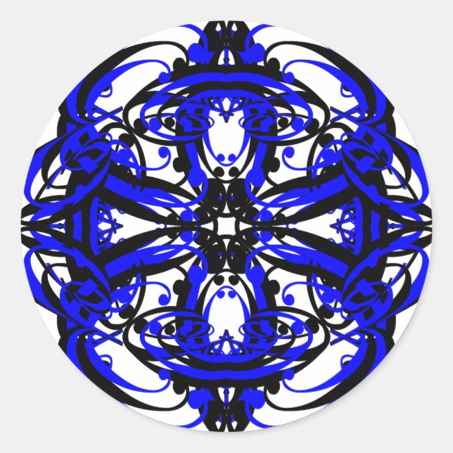 Adesivo Padrão Abstrato de espiral azul branco preto (Frente)