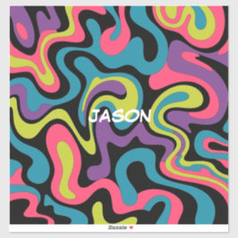 Adesivo Padrão Abstrato de Neon Personalizado — Design Ret
