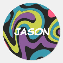 Adesivo Padrão Abstrato de Neon Personalizado — Design Ret