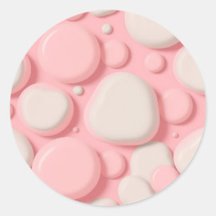 Adesivo Padrão Abstrato Rosa Branco de Bolha 3D em Pastel