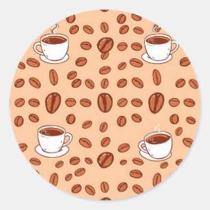 Adesivo Padrão Aconchegante de Xícaras de Grãos de Café