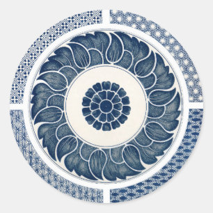 Adesivo Padrão Antigo de Porcelana Azul e Branca Chinesa