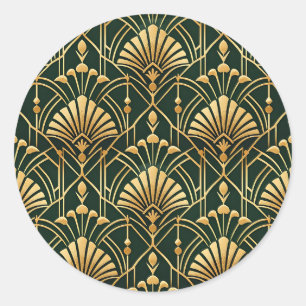 Adesivo Padrão Art Déco em Ouro Esmeralda