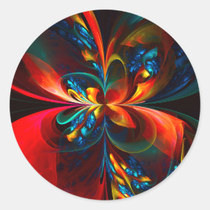 Adesivo Padrão Azul Laranja-Abstrato Floral Moderno #14
