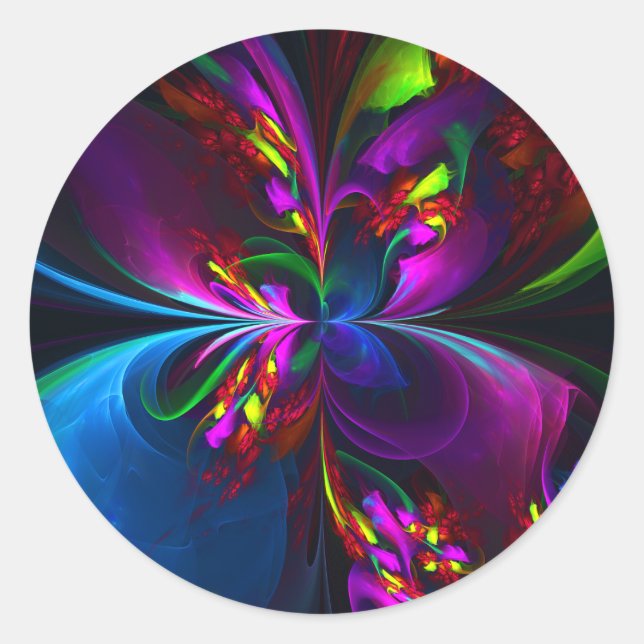 Adesivo Padrão Azul Vermelho Abstrato Floral Moderno #15 (Frente)