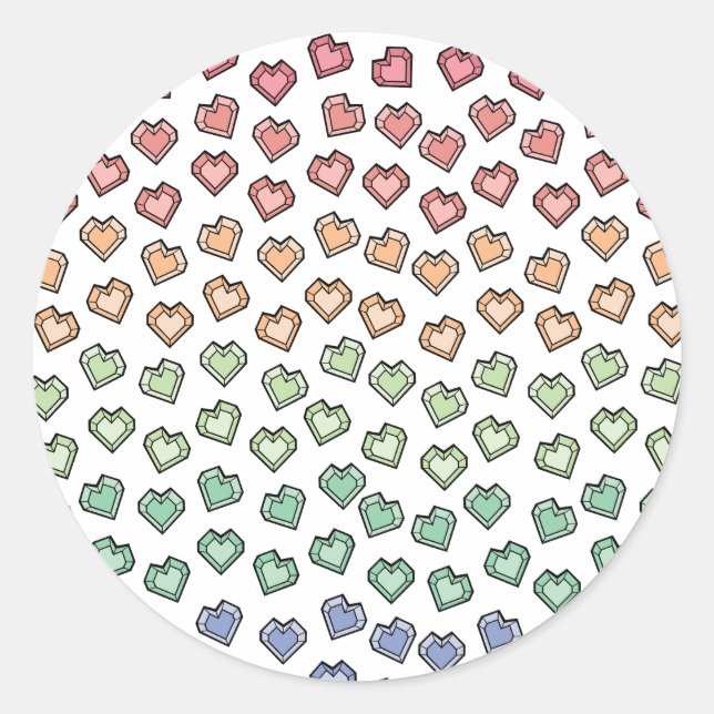 Adesivo Padrão cardíaco Bright Pastel Rainbow Gemstone (Frente)