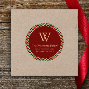 Adesivo Padrão Chevron de Natal Vermelho Verde Dourado End