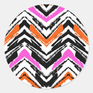 Adesivo Padrão Chevron Preto, Laranja E Rosa Desenhado À