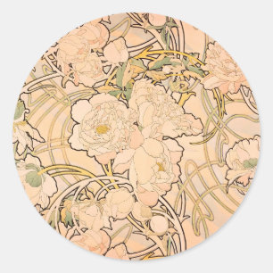 Adesivo Padrão Clássico de Jardim de Peônia Art Nouveau po