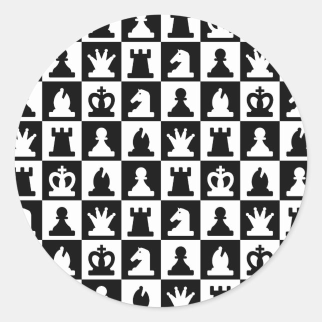 Adesivo Padrão clássico de tabuleiro preto e branco (Frente)