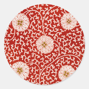 Adesivo Padrão Clássico do Ornamentado Floral Vermelho Vib