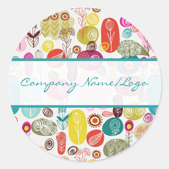 Adesivo Padrão Colorido das Flores Retron Desenhadas Pela  (Frente)