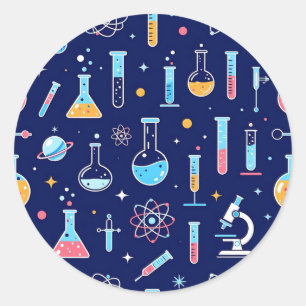 Adesivo Padrão Colorido de Laboratório de Ciências Química