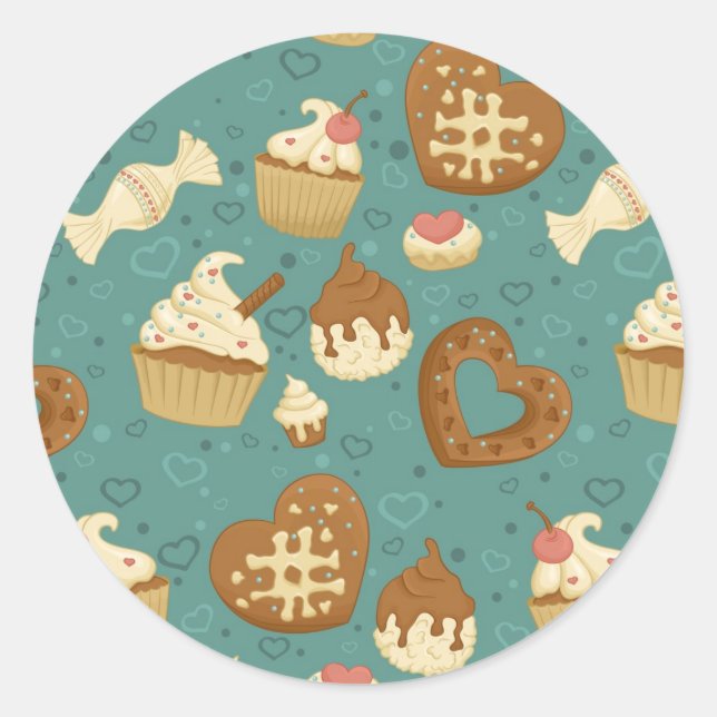 Adesivo Padrão com cupcakes e doces (Frente)