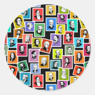 Adesivo Padrão com retratos dos maiores compositores