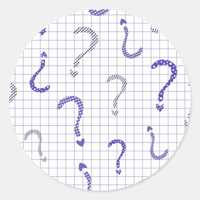 Adesivo Padrão contínuo de ponto de interrogação azul (Frente)