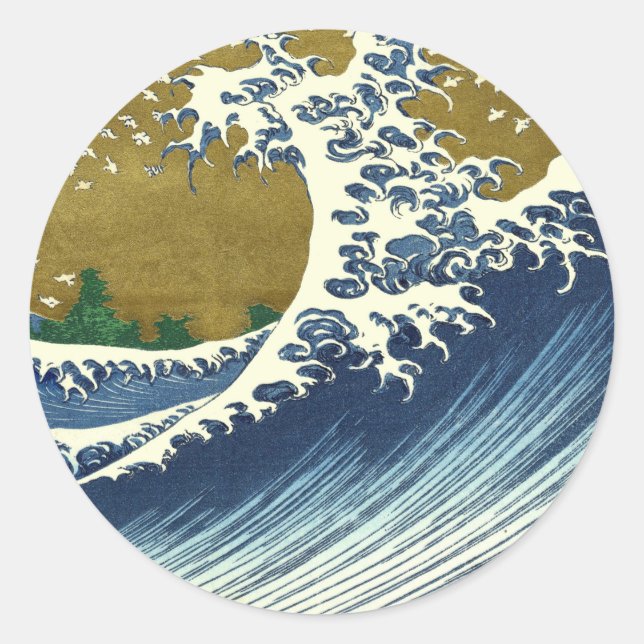 Adesivo Padrão da Grande Onda de Hokusai: Arte Japonesa Uk (Frente)