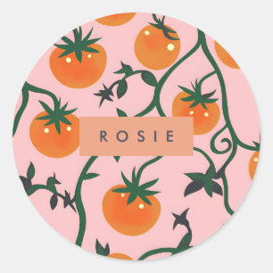 Adesivo Padrão da Vinha do Tomate Retro Personalizado Mono