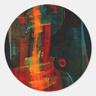 Adesivo Padrão de Abstrato de Arte Moderno Vermelho Azul-L