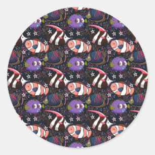 Adesivo Padrão de animais aquáticos   vida submarina do 