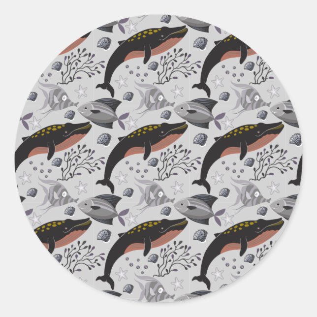 Adesivo Padrão de animais aquáticos | vida submarina do oc (Frente)