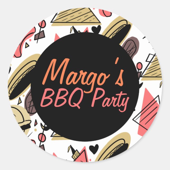 Adesivo Padrão de Aniversário do CHURRASCO Burger Hotdog (Frente)