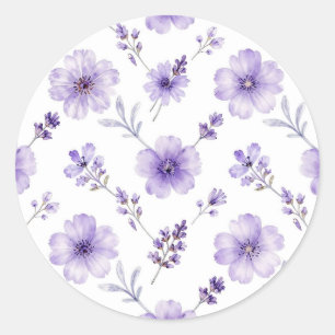 Adesivo Padrão de Aquarela de Flor de Linho Roxo Lavanda
