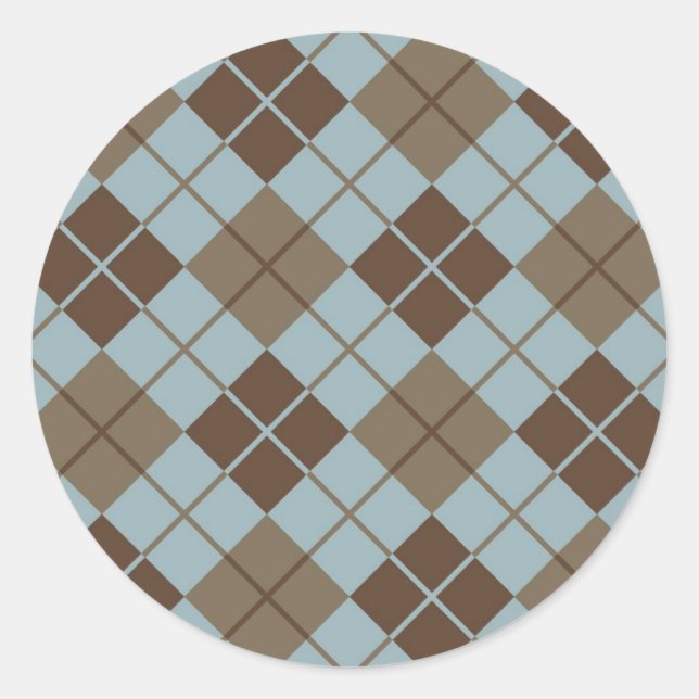 Adesivo Padrão de Argyle em Azul e Taupe (Frente)