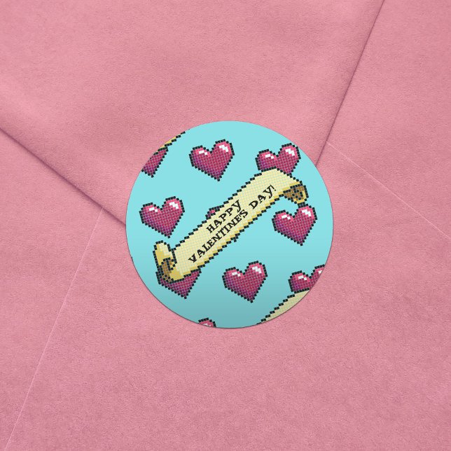Adesivo Padrão de Arte de Pixel do Feliz dia de os namorad (Criador carregado)