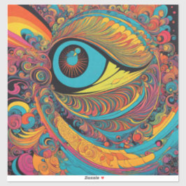 Adesivo Padrão de Arte do Vacui de Horror Psicodélico dos