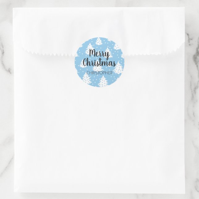 Adesivo Padrão de árvore de Natal Branco Azul (Bolsa)