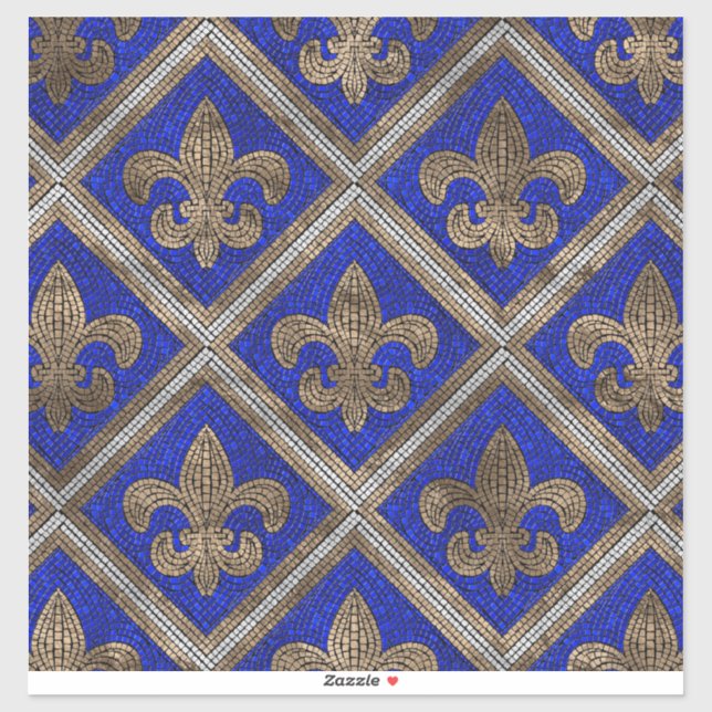 Adesivo Padrão de azulejo de mosaico Fleur-de-lis (Folha)