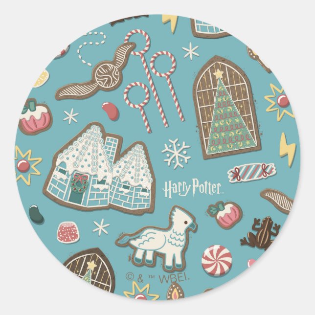 Adesivo Padrão de Biscoito de Natal HARRY POTTER™ HOGWARTS (Frente)