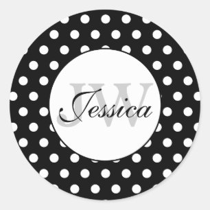 Adesivo Padrão de bolinhas preto e branco da moda Monogram